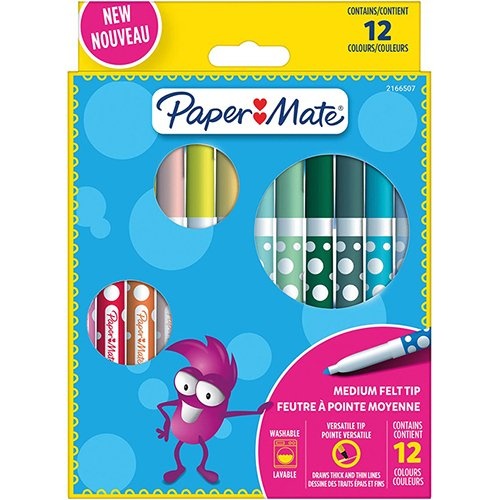 Paper Mate Paper Mate uitwasbare viltstift, blister van 12 stuks