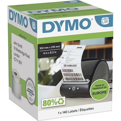 Dymo Dymo etiketten LabelWriter ft 102 x 210 mm (DHL), wit, 140 etiketten