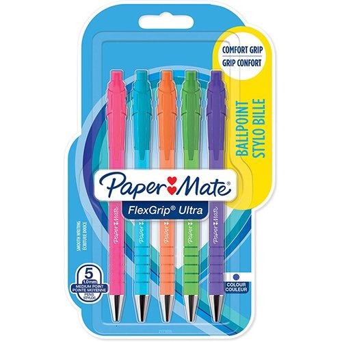 Paper Mate Paper Mate balpen Flexgrip Ultra RT Brights blauwe inkt 5st.