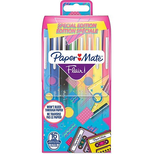 Paper Mate Paper Mate viltstift Flair Retro, blister van 16 stuks