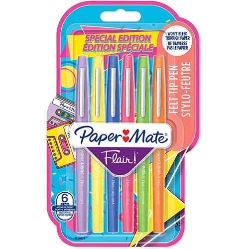 Paper Mate Paper Mate viltstift Flair Retro, blister van 6 stuks