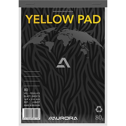 Aurora Aurora Writing recycle notablok geel A5 gelijnd