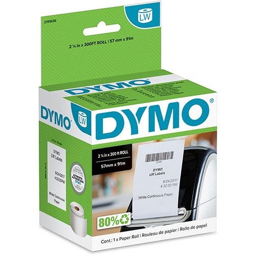 Dymo Dymo doorlopende labelrol LabelWriter, wit, ft 57 mm x 91 m