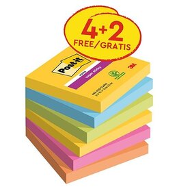 Post-It Super Sticky Post-it Super Sticky notes Carnival, 76 x 76 mm 4 + 2 GRATIS