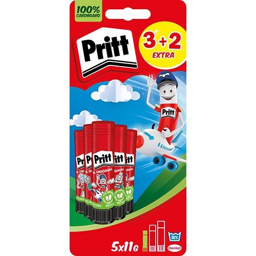 Pritt Pritt Original plakstift, 11 g, 3 + 2 gratis, op blister