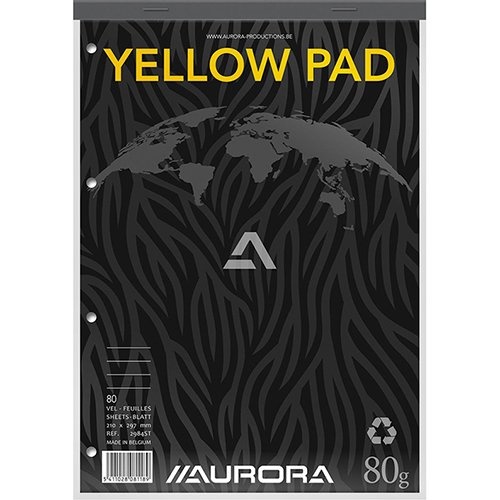 Aurora Aurora Writing recycle notablok geel A4 gelijnd