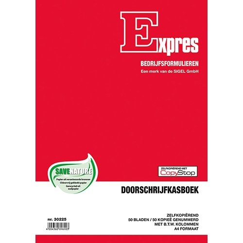 Sigel Sigel Expres kasboek met btw kolom, ft A4, Nederlandstalig, dupli (50 x 2 vel)