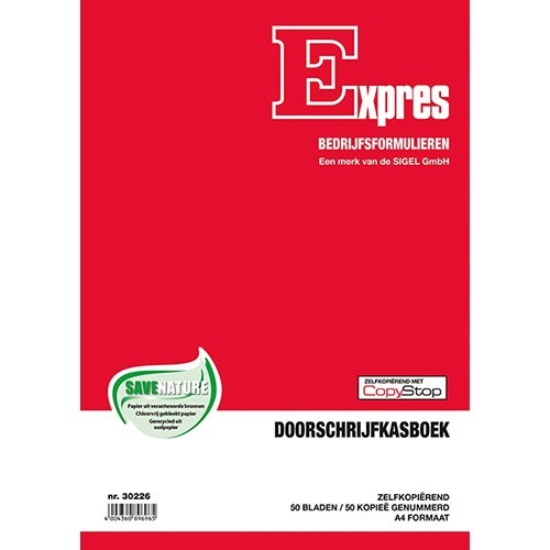 Sigel Sigel Expres kasboek, ft A4, Nederlandstalig, dupli (50 x 2 vel)