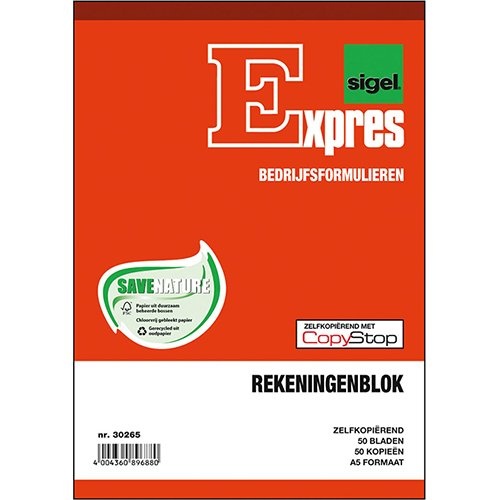 Sigel Sigel Expres rekeningblokken, ft A5, Nederlands, dupli (50 x 2 vel)