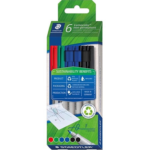 Staedtler Staedtler Lumocolor 316 OHP-marker, non-permanent, fijn, assorti, etui van 6 stuks