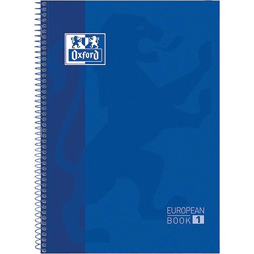 Oxford Oxford School Classic Europeanbook spiraalblok, ft A4+, 160 bladzijden, gelijnd, donkerblauw