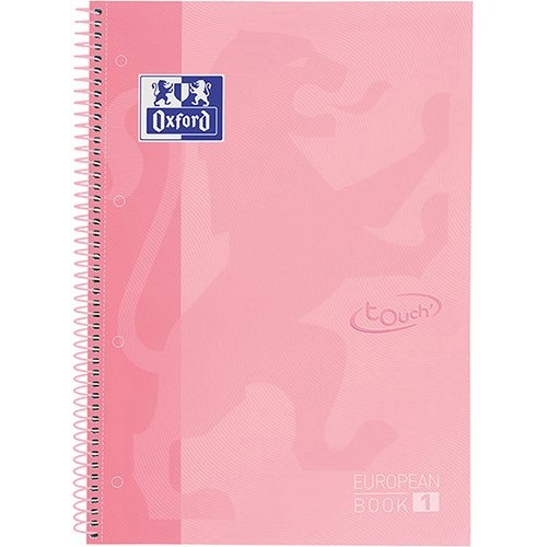 Oxford Oxford School Touch Europeanbook spiraalblok, ft A4+, 160 bladzijden, gelijnd, pastel roze