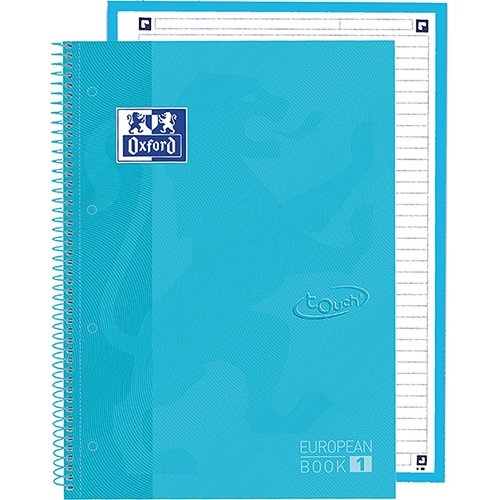 Oxford Oxford School Touch Europeanbook spiraalblok, ft A4+, 160 bladzijden, gelijnd, pastel blauw