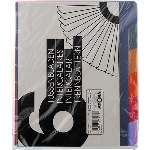 Atoma Atoma tabbladen, voor A5+ schriften, uit PP, set van 6 stuks, geassorteerde kleuren