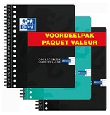 Oxford Oxford School collegeblok, ft A5+, 160 bladzijden, 17-gaats, gelijnd, assorti, 3 stuks