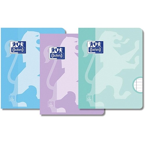 Oxford Oxford School schrift, ft A5, 72 bladzijden, met kantlijn, gelijnd, assorti, pak van 3 stuks