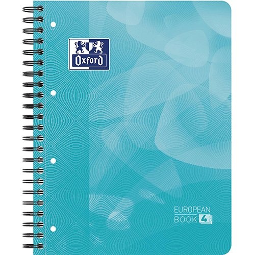 Oxford Oxford School Projectbook spiraalschrift, ft A4+, 4-gaats, gelijnd, aqua blauw