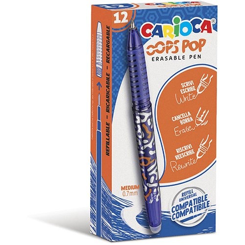Carioca Carioca gelroller Oops Pop, medium, uitwisbaar, doos van 12 stuks, blauw