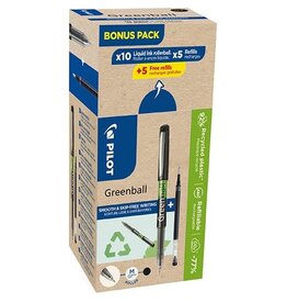 Pilot Pilot Greenball, 10 rollers + 10 vullingen, medium, zwart