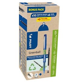 Pilot Pilot Greenball, 10 rollers + 10 vullingen, medium, blauw