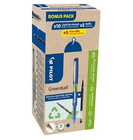 Pilot Pilot Greenball roller, medium punt, 10 rollers + 10 vullingen, medium, blauw