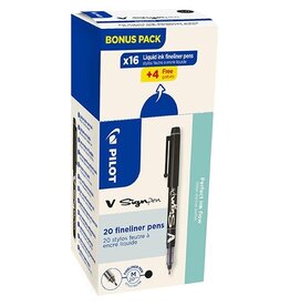 Pilot Pilot fineliner V-Sign Pen, doos van 16 + 4 stuks, zwart