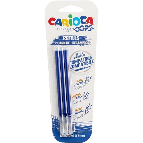 Carioca Carioca Oops navulling, medium, blauw, blister van 3 stuks