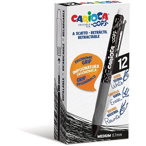 Carioca Carioca gelroller Oops, medium, uitwisbaar, doos van 12 stuks, zwart