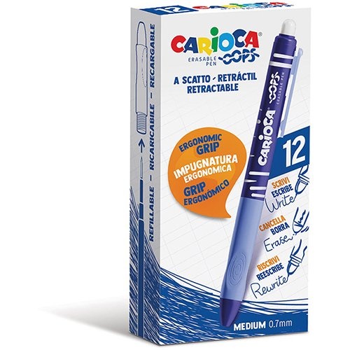 Carioca Carioca gelroller Oops, medium, uitwisbaar, doos van 12 stuks, blauw