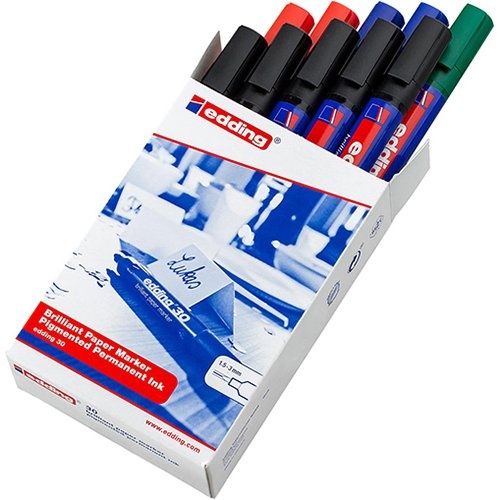 Edding Edding merkstift brilliant paper marker e-30, doosje van 10 stuks, assorti