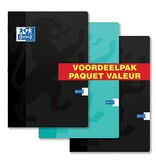 Oxford Oxford School schrift, ft A4, 72 bladzijden, kantlijn, gelijnd, pak van 3 stuks, geassorteerde kleuren