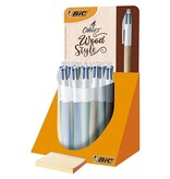 Bic Bic Colours Wood 4-kleurenbalpen, medium, klassieke inktkleuren, display van 30 stuks