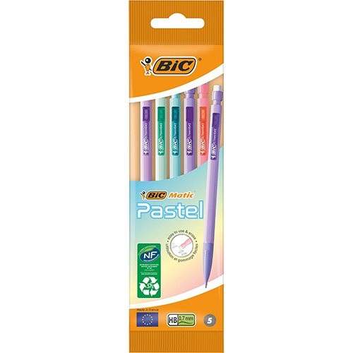 Bic BicMatic vulpotlood Pastel, blister van 5 stuks