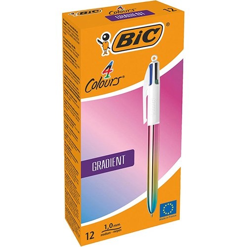 Bic Bic Colours Gradient 4-kleurenbalpen, medium, klassieke inktkleuren