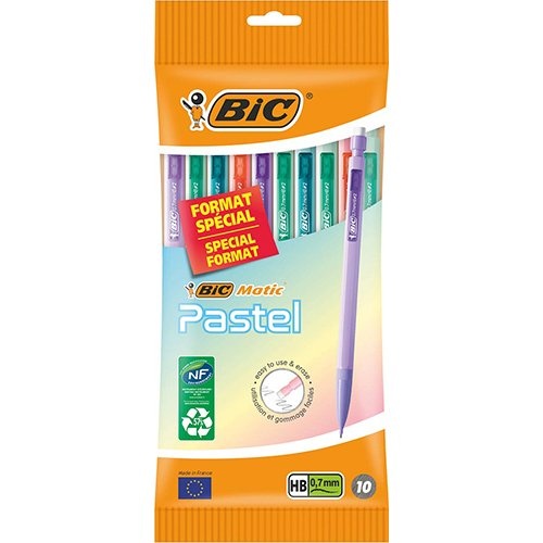 Bic BicMatic pastel vulpotlood, blister van 10 stuks, assorti