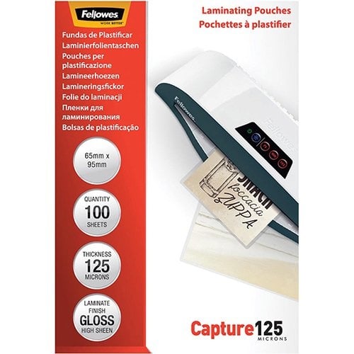 Fellowes Fellowes lamineerhoes Capture125 ft 65 x 95 mm, 250 micron (2 x 125 micron), pak van 100 stuks