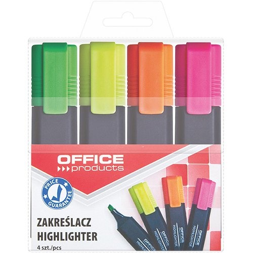 Office Products OFFICE products markeerstift, 1-5 mm, geassorteerde kleuren, etui van 4 stuks