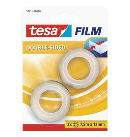 Tesa Tesafilm Double-Sided, ft 7,5 m x 12 mm, blister van 2 stuks