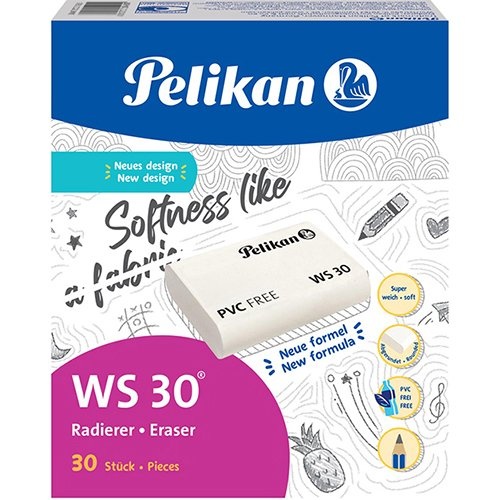 Pelikan Pelikan gum WS30, large, wit, doos van 30 stuks