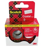 Scotch Scotch Crystal Tape plakband ft 19 mm x 7,5 m, dispenser + 3 rolletjes, ophangbaar doosje