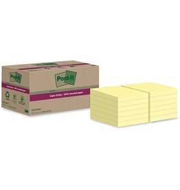 Post-It Super Sticky Post-it Super Sticky Notes Recycled, geel, 12 blokken