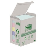 Post-it recycled notes Nature, 100 vel, ft 38 x 51 mm, pak van 6 blokken, geassorteerde kleuren