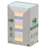 Post-it recycled notes Nature, 100 vel, ft 38 x 51 mm, pak van 24 blokken, geassorteerde kleuren