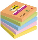 Post-It Super Sticky Post-it Super Sticky notes Boost, 90 vel, ft 76 x 76 mm, geassorteerde kleuren, pak van 5 blokken