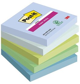 Post-It Super Sticky Post-it Super Sticky notes Oasis, 90 vel, ft 76 x 76 mm, geassorteerde kleuren, pak van 5 blokken