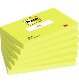 Post-it Post-it Notes, 100 vel, ft 76 x 127 mm, neongroen, 6 blokken