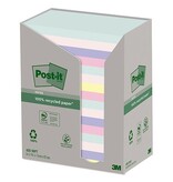 Post-it recycled notes Nature, 100 vel, ft 76 x 127 mm, pak van 16 blokken, geassorteerde kleuren