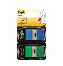 Post-It Index Post-it Index Standaard Duo Pack, 100 tabs, groen/blauw