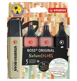 Stabilo STABILO BOSS ORIGINAL NatureCOLORS markeerstift, etui van 4 stuks, assorti