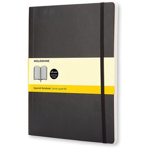 Moleskine Moleskine notitieboek, ft 19 x 25 cm, geruit, soepele cover, 192 blad, zwart